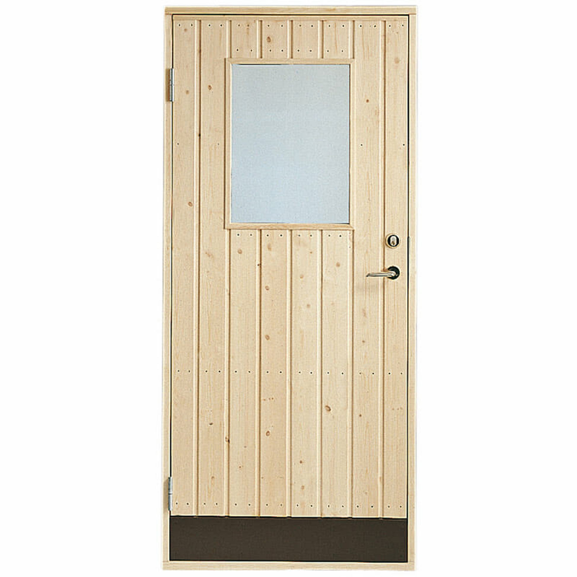 Vänster enkeldörr rakpanel 10° med glass fönster