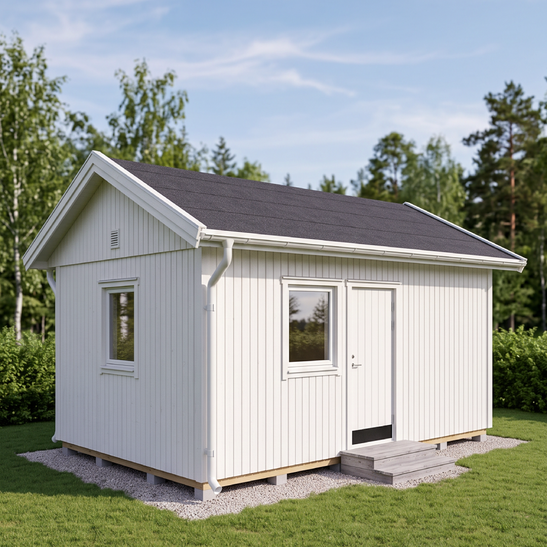 Attefallshus Vibo Njuta 25-3 - i utemiljö